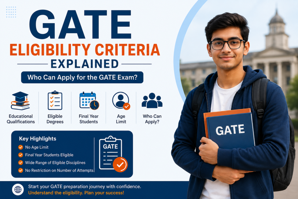 GATE eligibility criteria guide showing educational qualifications and eligibility requirements for GATE aspirants